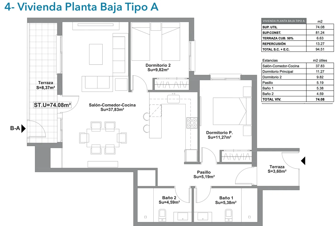 Plano de la vivienda Planta baja A