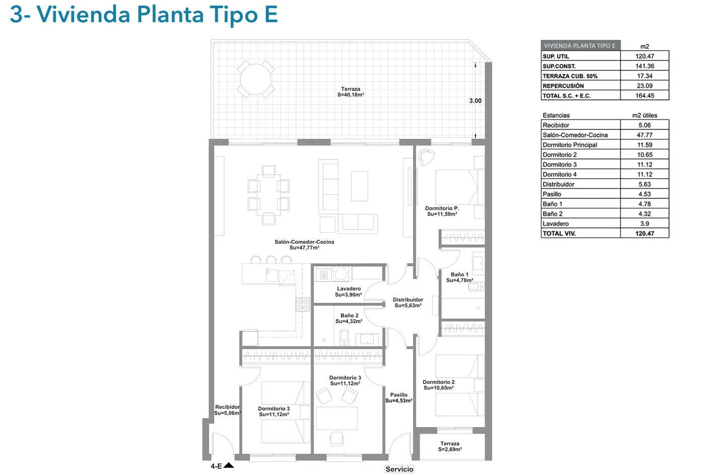 Plano de la vivienda Planta tipo E